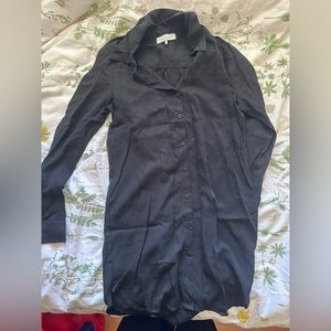 wayf black long sleeve button up dress